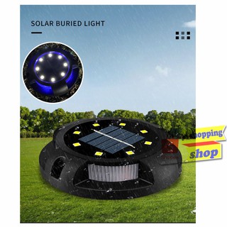 โคมไฟตกแต่งฝังพื้นโซล่าเซลล์ Solar Garden Light 8LEDขาว+4LED ฟ้า*