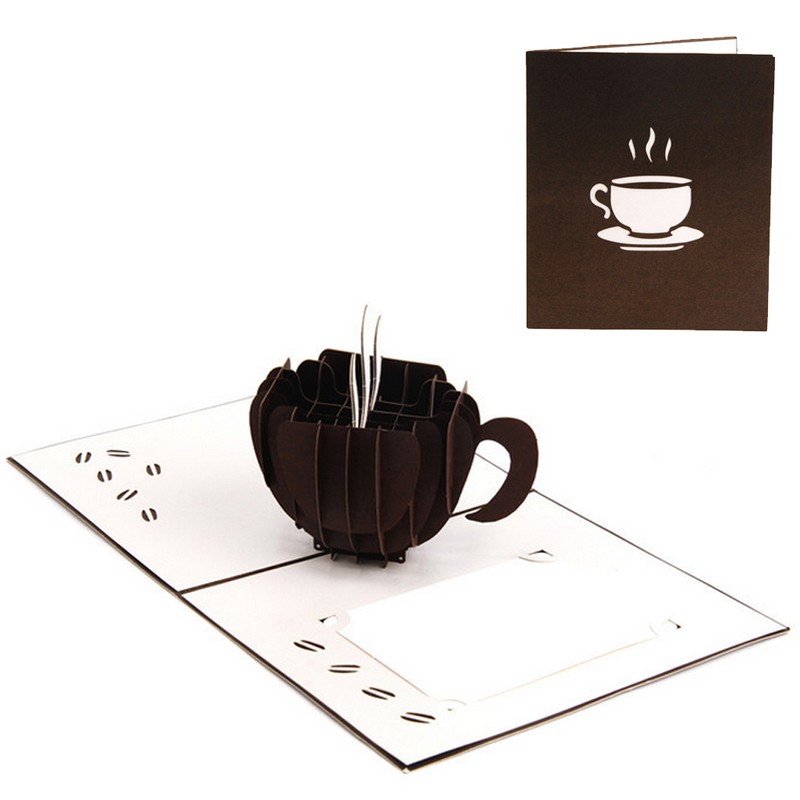 youyo* 3D Pop Up Coffee Greeting Cards Christmas Birthday Valentine ...