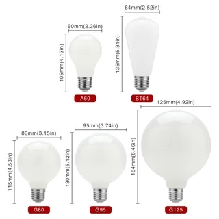 Got Liang Edison หลอด LED E27 5W A60 ST64 G80 G95 G125 หลอดไฟแก้วมิลค์กี้ 110V 220V หลอดไฟลูกโลก เย็น / วอร์มไวท์ โคมไฟ LED