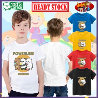 เสื้อยืดคอกลม ผ้าฝ้าย 100% พิมพ์ลาย We Bare Bears baju Budak Lelaki สําหรับเด็กผู้ชาย