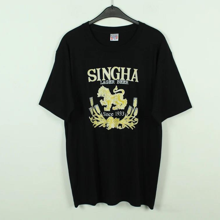 【hot tshirts】singha พิมพ์เสื้อยืดผ้าฝ้ายหลวมฤดูร้อนเสื้อยืดเบียร์ 2022