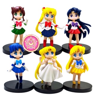 โมเดล Sailor Moon เซเลอร์มูน เซ็ท6ตัว ขนาด5cm.