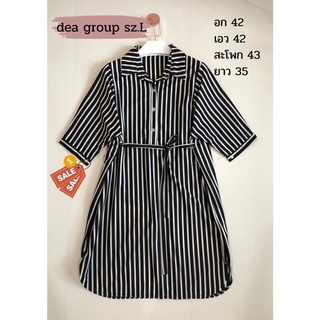 dea group sz.L เดรสลายทาง ใส่คลุมท้องได้ มีเชือกผูกเอวมีกระดุมด้านหน้า ซับในครึ่งตัวหน้า ใส่สบาย สภาพใหม่