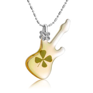 Suvani Jewelry - จี้ใบโคลเวอร์กีตาร์ สแตนเลส 4 Leaf Clover เป็นสัญลักษณ์ของความโชคดีพร้อมสร้อย