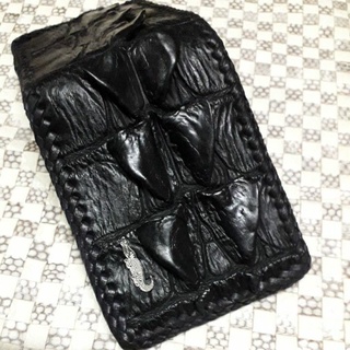 crogodile skin tail lacing blackwallet กระเป๋าสตางหนังจระเข้มแท้