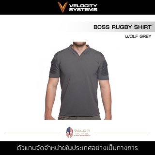 Velocity Systems - BOSS Rugby Shirt [Wolf Grey] เสื้อยืดชาย สีเทา ใส่สบาย ใส่เที่ยว ใส่นอน ออกกำลังกาย ผ้าระบายอากาศ