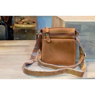 Leather Bag code : LB012 กระเป๋าหนังสะพายข้าง สีน้ำตาลอ่อน