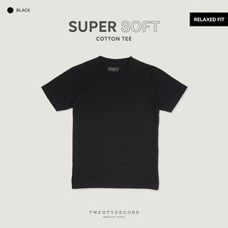 ราคาต่ำสุดTWENTYSECOND เสื้อยืดแขนสั้น รุ่น SUPER SOFT COTTON TEE - Black / ดำขนาดเต็มS-3XL