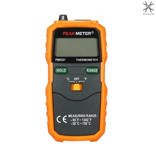 [Toolhelper] Peakmeter PM6501 เครื่องวัดอุณหภูมิดิจิทัล หน้าจอ LCD ประเภท K พร้อมข้อมูล