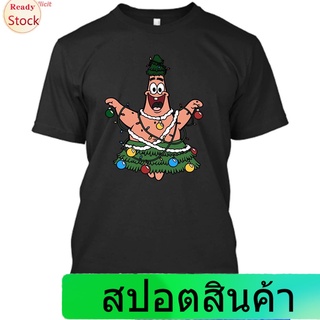 เสื้อยืดผู้ชายและผู้หญิง HAKHA STORE Spongebob Christmas Patrick Tree Spongebob Christmas Patrick Tree T-Shirt Hoodie An