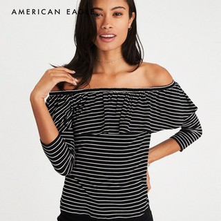 American Eagle Soft &amp; Sexy Off-the-Shoulder Ruffle Top เสื้อ ผู้หญิง ผ้านิ่ม เปิดไหล่  (WCL 037-5450-001)