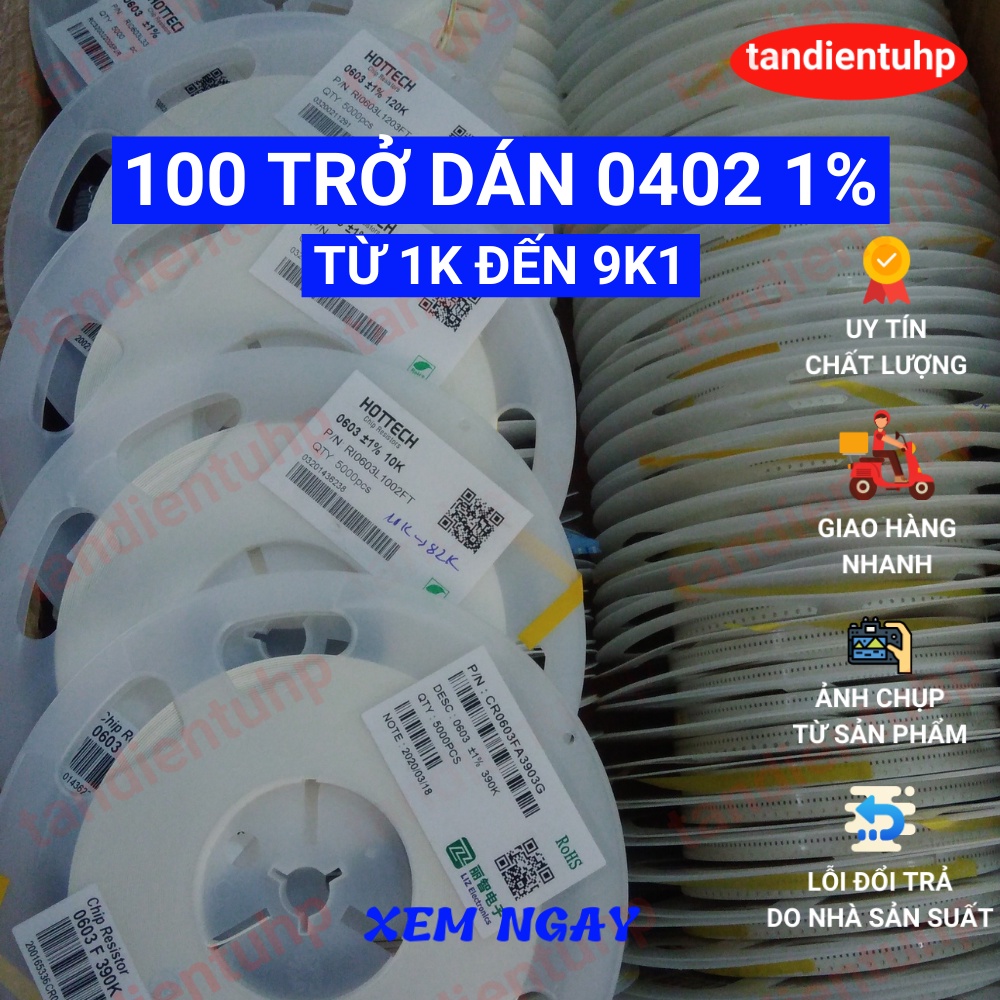100 ชิ้น (50 เส้นต่อเส้น x 2 เส้น) BEAD 0402 WRONG NUMBER 1% จาก 9K1 EACH TYPE 100 ชิ้น
