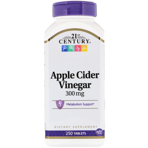 21st Century, Apple Cider Vinegar, 300 mg, 250 Tablets (250 เม็ด)   พร้อมส่ง  วันหมดอายุ 07/2023