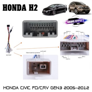 ปลั๊กตรงรุ่นจอแอนดรอย HONDA CIVIC FDซีวิคนางฟ้า CRV GEN3 2005-2012 รุ่นแถมจอติดรถไม่ต้องต่อสาย มาพร้อมปลั๊กเสา FM 16pin