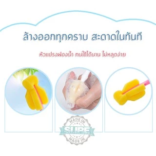 แปรงล้างจุกนม แบบมีด้ามจับ ใช้ได้กับฝาและขวด จับถนัดมือ พลาสติกแข็งแรง
