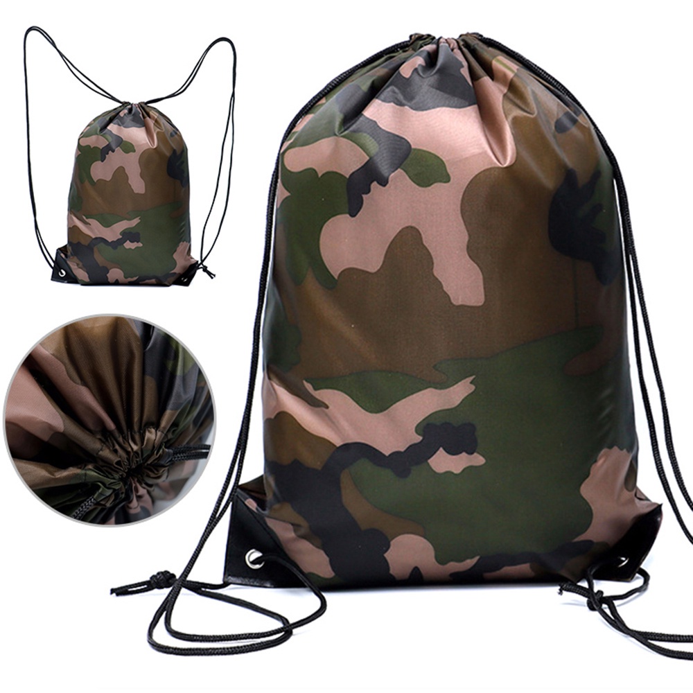 AUBREY1 Unisex Camouflage Drawstring Bag Fashion Oxford Bag Backpack Shoes Clothes Storage Riding Travel Small Outdoor Thicken Portable Sports Bag/Multicolor