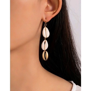 ต่างหูแฟชั่น ต่างหูรูปหอย ใส่ไปทะเล น่ารักๆ Random Shell Drop Earrings (ส่งจากไทย)