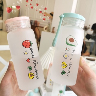 พร้อมส่ง ขวดน้ำพกพา 450 ml ขวดน้ำลายผลไม้น่ารักสดใส