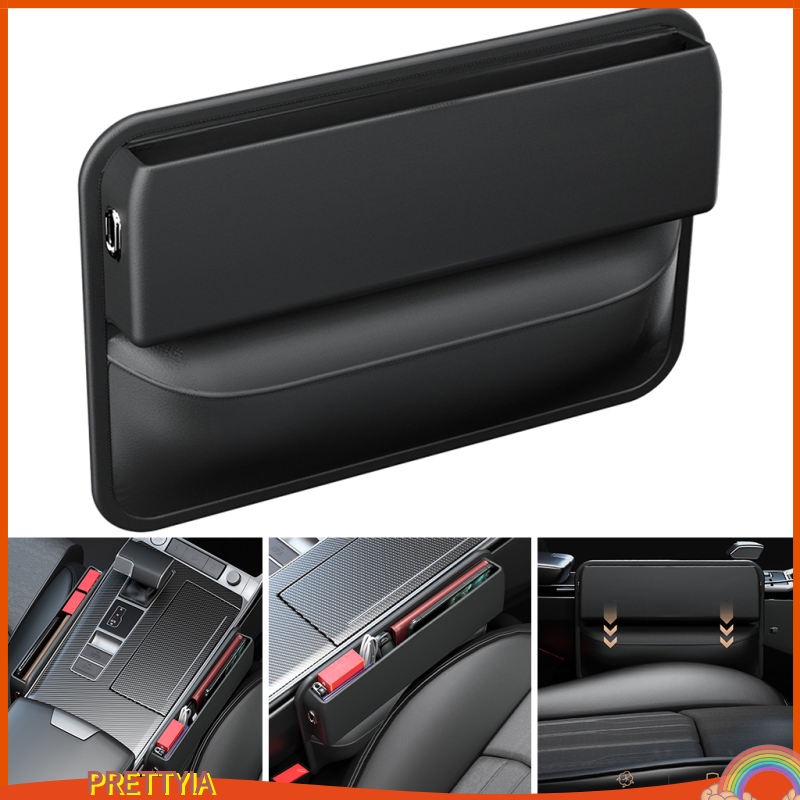 Others 300 บาท [PRETTYIA] Car Leather Seat Gap Filler Front Seat Gap Catcher Storage Box for Cellphone Automobiles