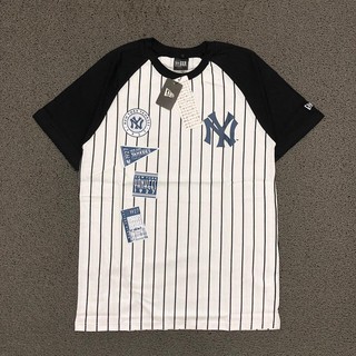 เสื้อยืดพิมพ์ลายปฏิทิน YANKEES สีขาวสีดํา MLB