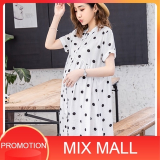 พร้อมส่ง MixMall ชุดคลุมท้อง ชุดคุณแม่ตั้งครรภ์ แขนสั้น Maternity Dress （ MMM0-01）