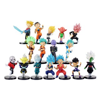 โมเดลตุ๊กตาฟิกเกอร์ PVC อนิเมะ Dragon Ball Z Son Goku Vegeta Buu สีดํา จํานวน 16 ชิ้น ต่อชุด