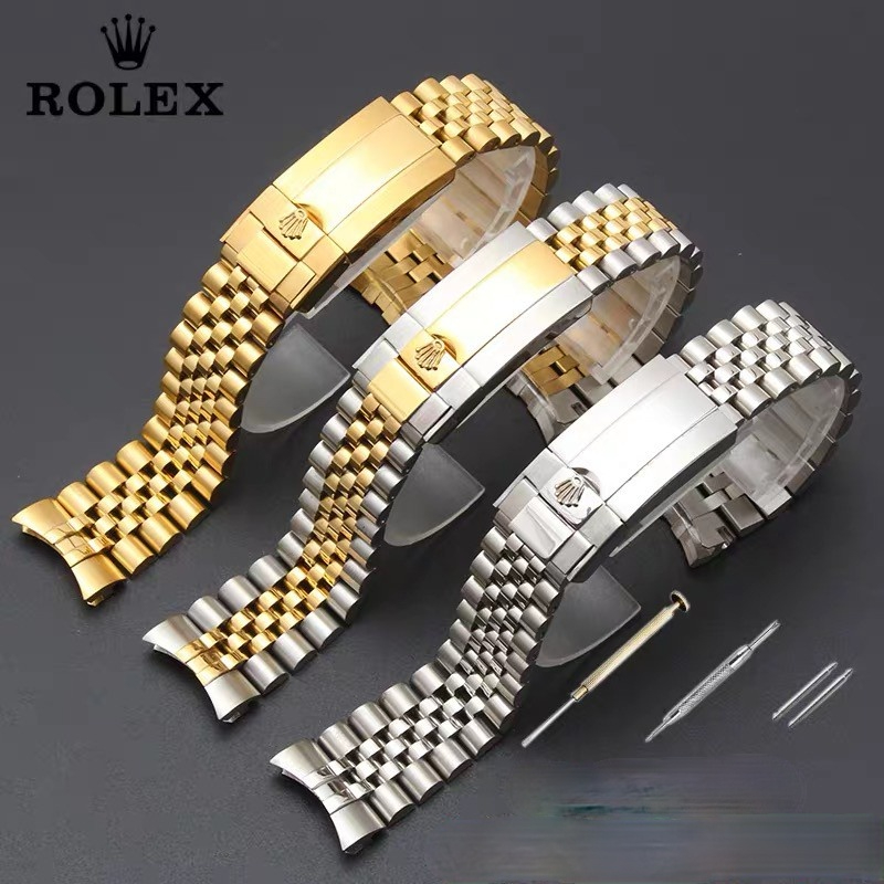 20 มม.316L เงินสแตนเลสกลางสร้อยข้อมือทอง Rolex GMT WatchBands สําหรับ Rolex GMT + เครื่องมือ