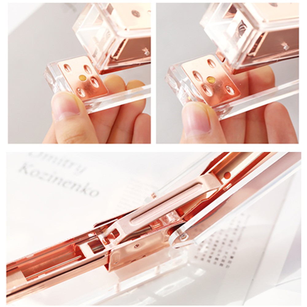 Clear Acrylic Rose Gold Stapler Tape Dispenser Holder Set Dress Up Home
