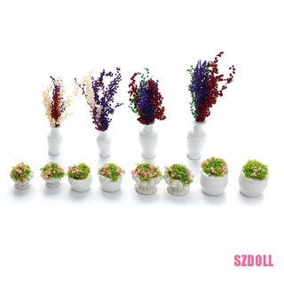 [SZDOLL] กระถางต้นไม้บอนไซ สีเขียว ขนาดเล็ก 1:12 สําหรับตกแต่งบ้านตุ๊กตา 2 ชิ้น