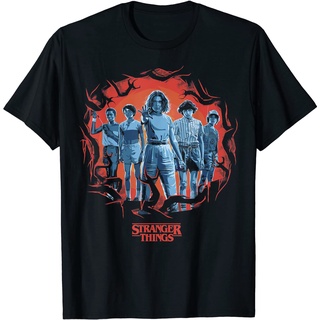 เสื้อยืดโอเวอร์ไซส์เสื้อยืด พิมพ์ลาย Stranger Things Group Shot Demogorgon สําหรับผู้ชายS-3XL