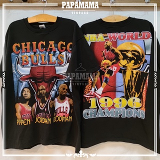 CHICAGO BULLS NBA WORLD 1996 CHAMPIONS tag GEM ผ้าร้อย ฟอกนุ่ม เฟดเสมอ