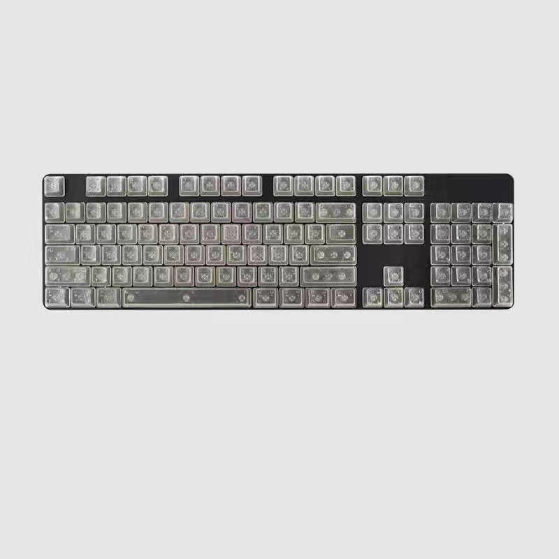 SH 104PCS ABS Keycap โปร่งแสงแกะสลักที่ไม่ซ้ํากัน Keycap เหมาะสําหรับคีย์บอร์ด Keycap 120