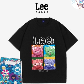 [S-5XL]Leefalle เสื้อยืดแขนสั้นลําลอง ผ้าฝ้าย ลายการ์ตูนหมีน่ารัก เข้ากับทุกการแต่งกาย แฟชั่นฤดูร้อน