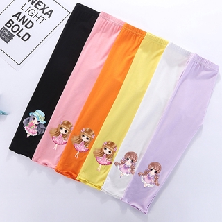 Cartoon Legging Pants Girls Solid Color Trousers Breathable Anti-mosquito Harem Pants