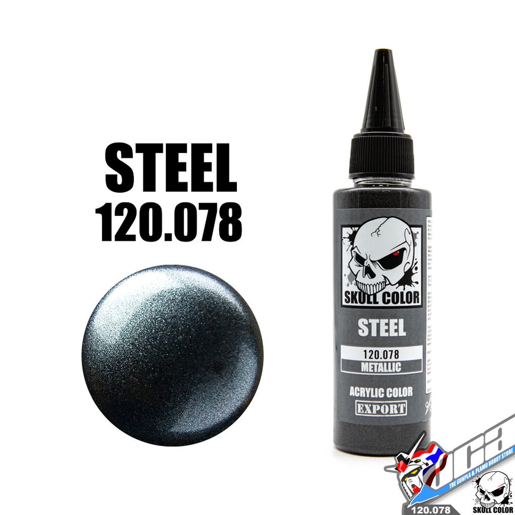 SKULL COLOR 120.078 STEEL ACRYLIC COLOR 60ML (METALLIC) สีอะครีลิกสำหรับพลาสติก โมเดล VCA GUNDAM