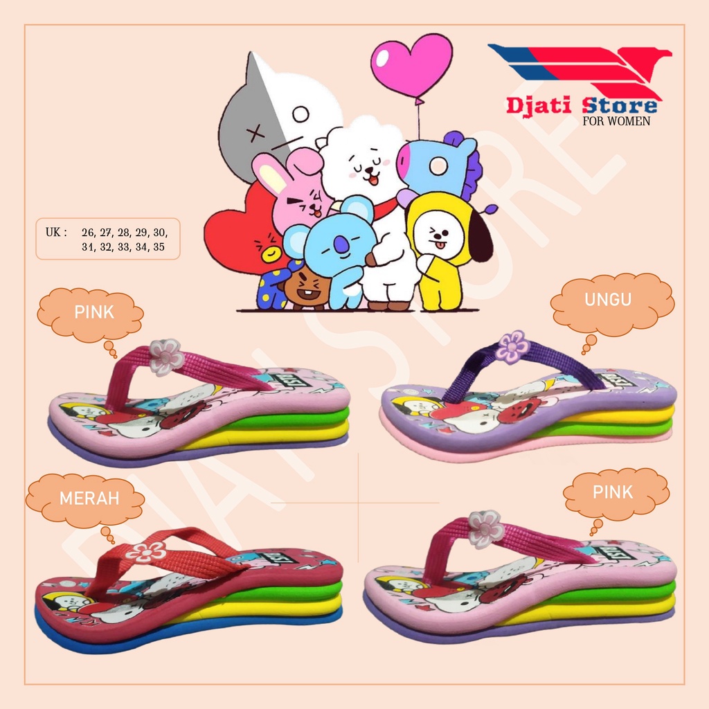 Widges GIRLS& 39; รองเท้าแตะ BTS MOTIF (BT21)