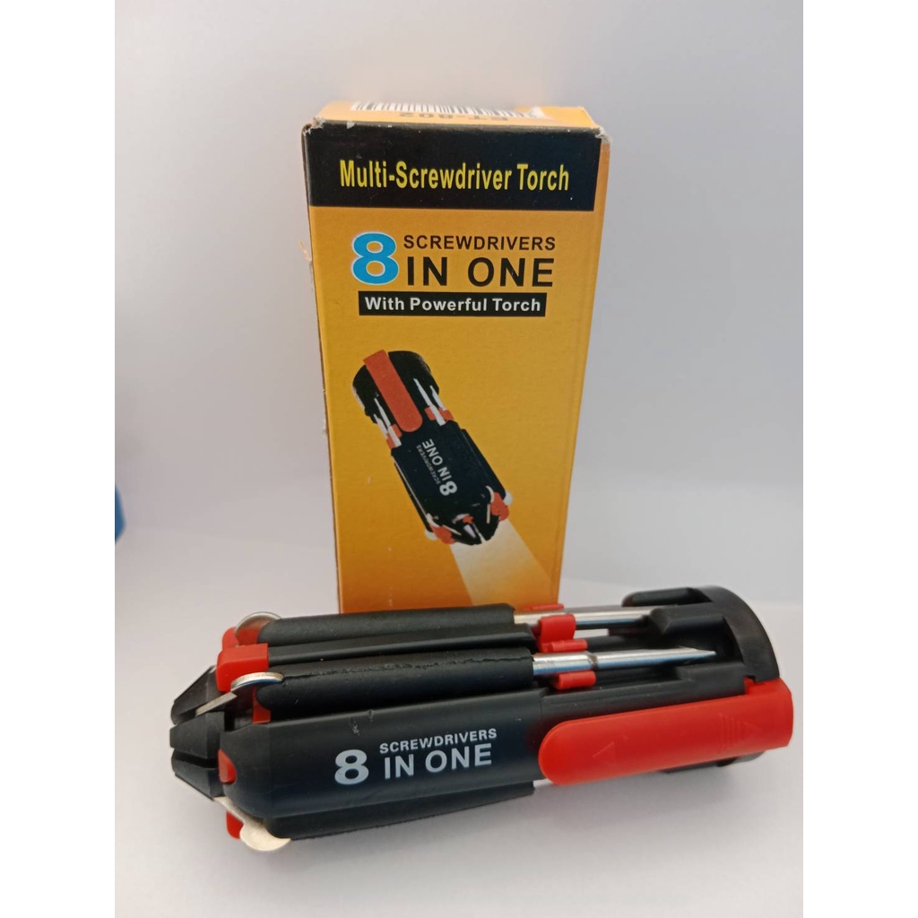 ไขควงแบบพกพา 8 in 1  8 IN 1 screwdrivers with powerful Torch
