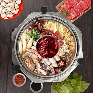 หม้อ HOTPOT (30 CM) หม้อไฟแบบหมุนได้ หม้อสุกี้ หม้อสเตนเลส  MULTI FUNCTIONAL กะทะชาบู สำหรับทำสุกี้ ชาบู หม้อหม่าล่า