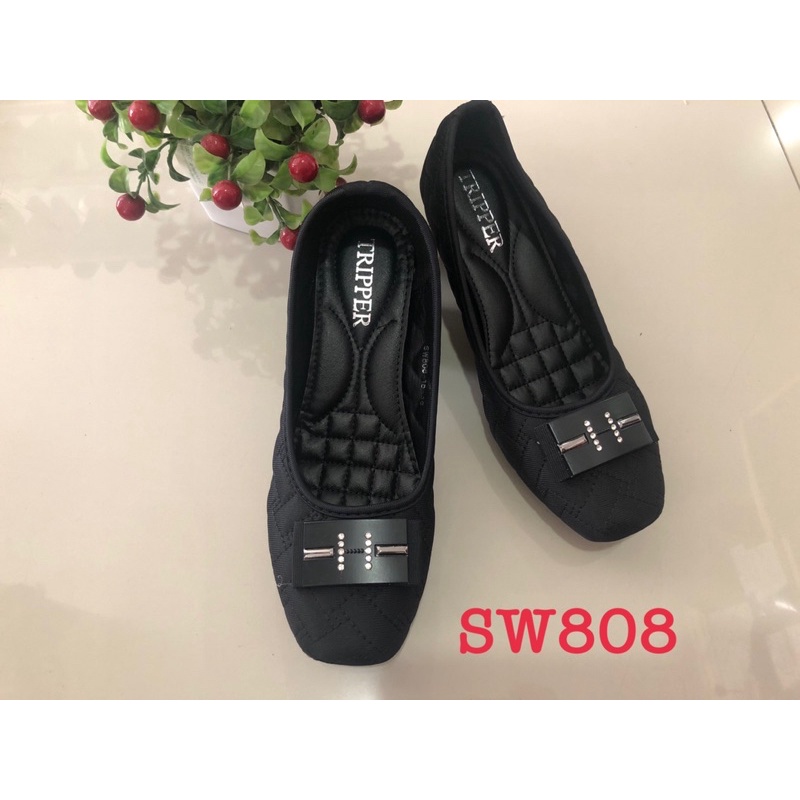 🔥ขายดี🔥คัชชู รุ่น SW808 รองเท้าคัชชู หนังนิ่ม พื้นนุ่ม เบา ใส่สบาย สีดำ ไซส์ 36-40