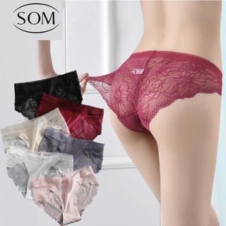 Som underwear กางเกงในลายลูกไม้ไร้ขอบ ใส่สบายตัดเย็บดี ผ้านิ่มไม่คัน ไม่ระคายเคือง มีให้เลือกหลายสี  A18