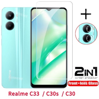 2 in 1 ฟิล์มกระจกนิรภัยกันรอยหน้าจอ เลนส์ด้านหลัง สําหรับ Realme C33 Flim Realme C33 C 30 33 RealmeC33 C30 4G 5G