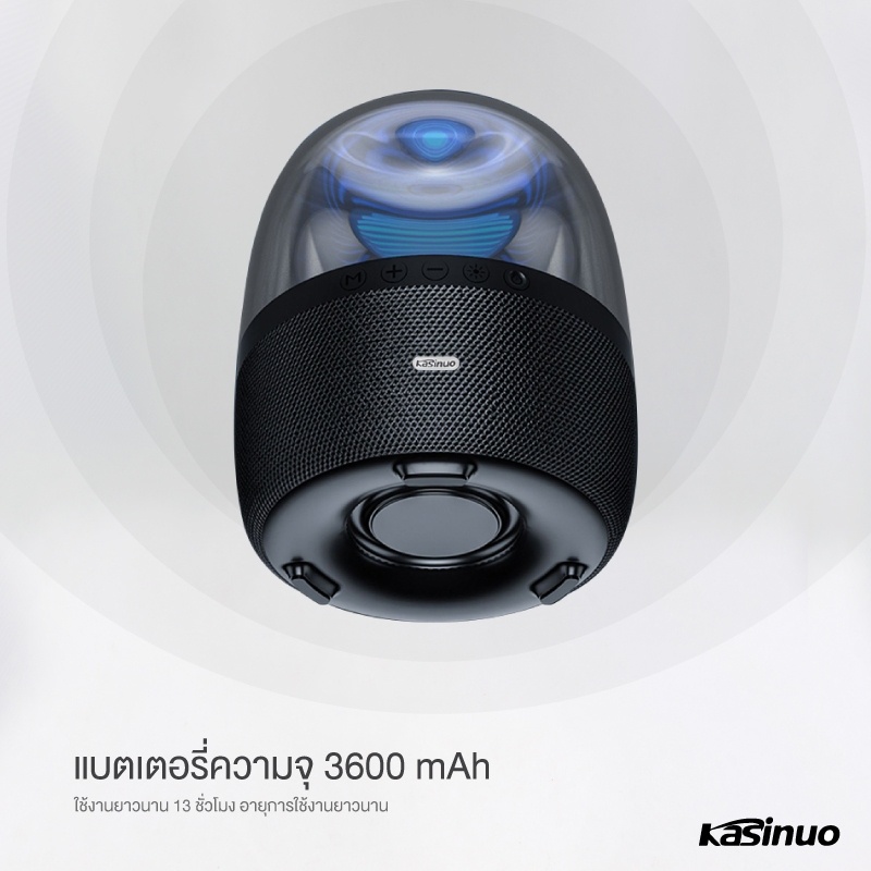 Kasinuo ลำโพงบลูทูธ 5.0 Bluetooth Speaker ลำโพงตั้งโต๊ะ ลำโพงมีไฟLED คุณภาพเสียงระดับ HD