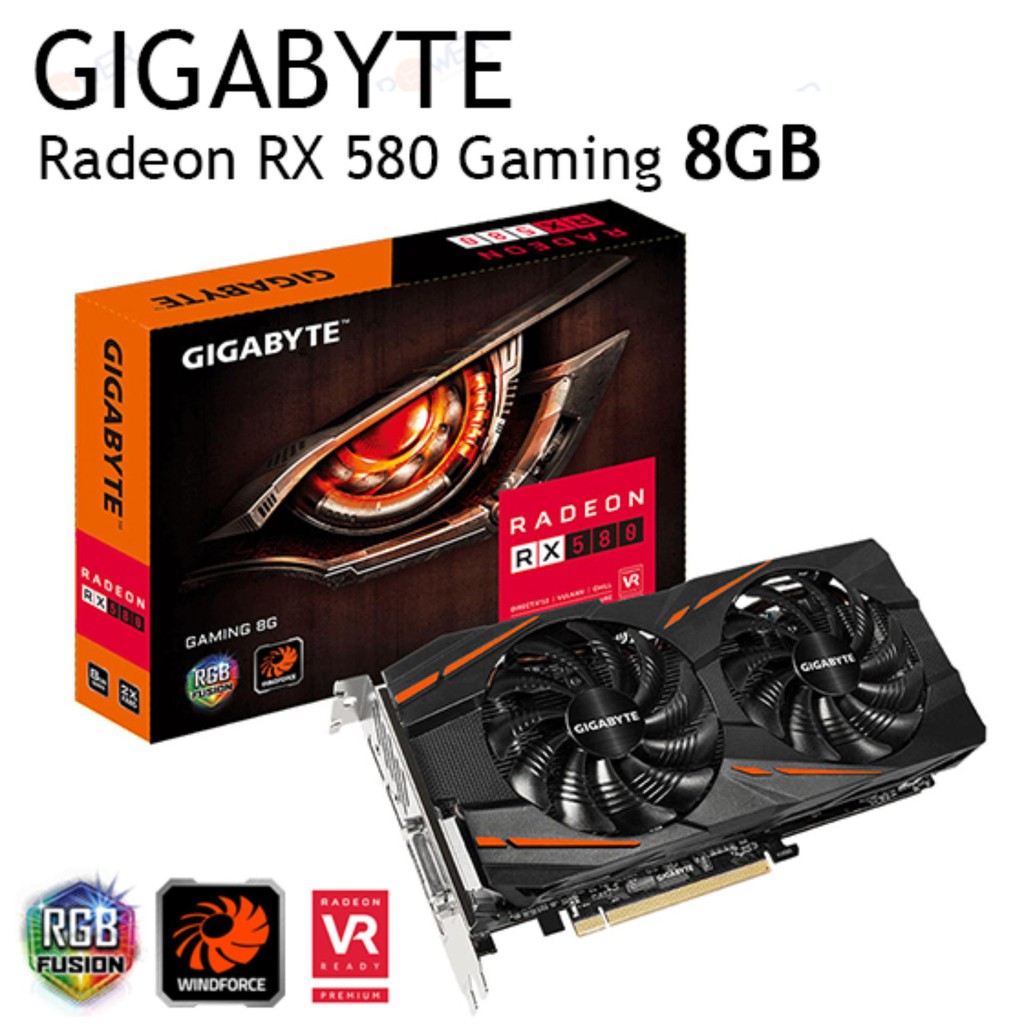 VGA GIGABYTE RX580 GAMING 8G DDR5 256 BIT (GV-RX580GAMING-8GD) รับประกัน 3 ปี SYNNEX