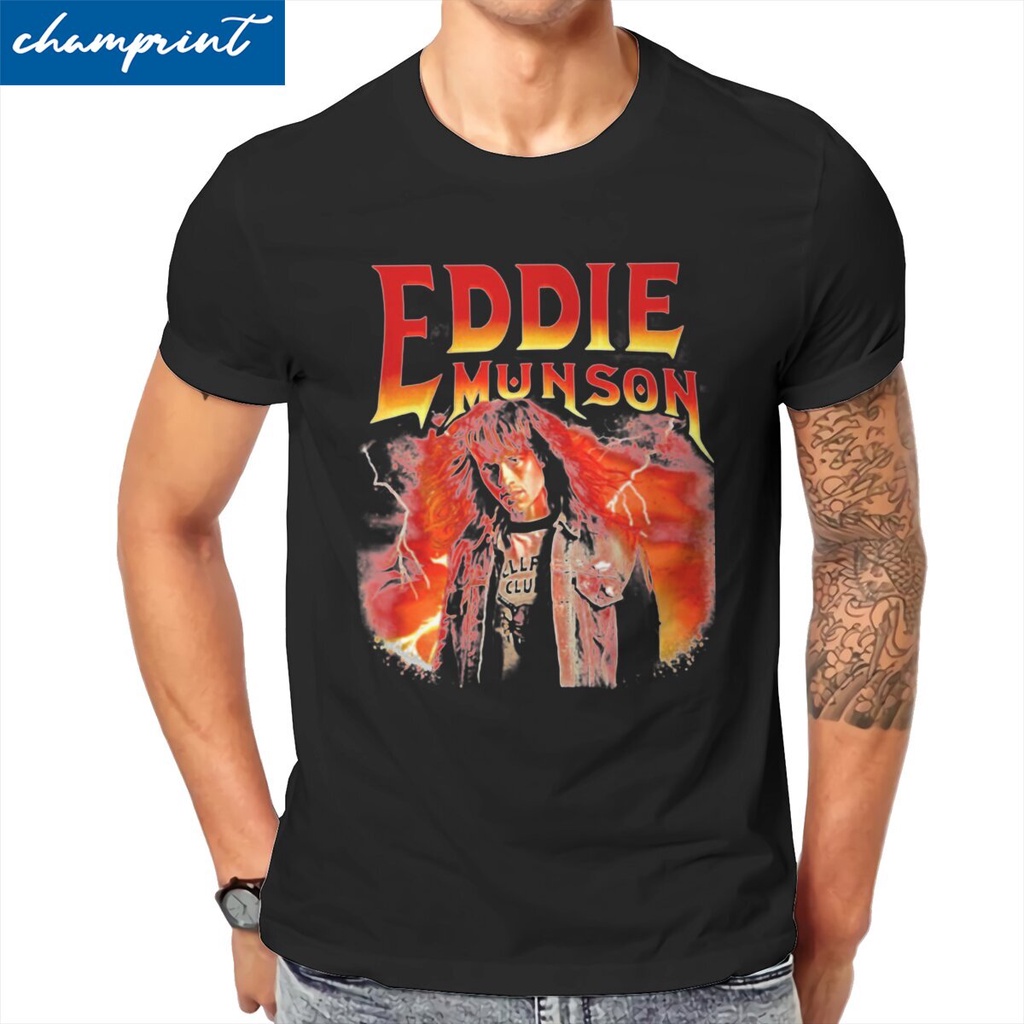 Hipster Eddie Munson เสื้อยืดผู้ชายผ้าฝ้ายเสื้อยืด Eddie Munson แขนสั้น Tee เสื้อ Plus ขนาดเสื้อผ้า