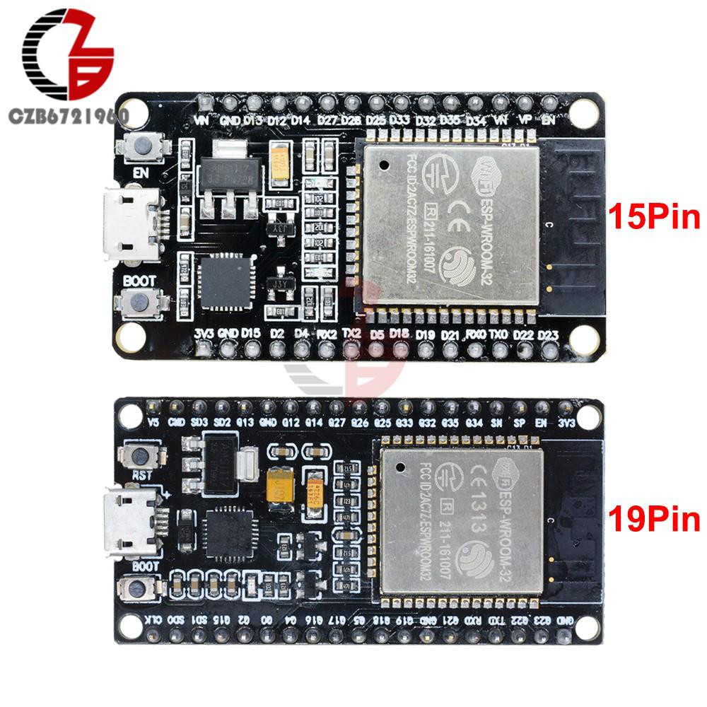 esp 32 2 . 4 ghz wireless wifi แผ่นบอร์ดโมดูลเชื่อมต่อบลูทูธ esp - 32 cp 2102 พร้อม micro usb เสาอากาศพาวเวอร์