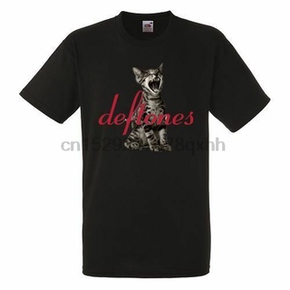 Deftones Screaming Cat Black T-Shirt Men Shirt Rock Band Tee Music +Mens T-shirt long sleeve shortเสื้อยืด