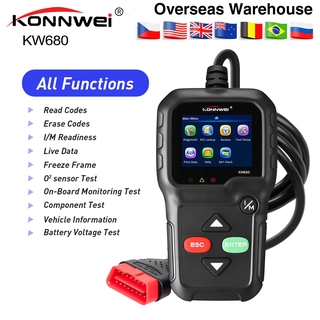 Konnwei KW680 OBDII เครื่องสแกนเนอร์วินิจฉัยรถยนต์ OBD OBD2 แบบใส