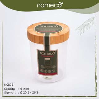 Nameco รุ่น NC878 Eco Friendly กระปุกฝาไม้ (ฝาครอบ) รักษ์โลก พลาสติกย่อยสลายได้ เป็นมิตรต่อสิ่งแวดล้อม 1404666