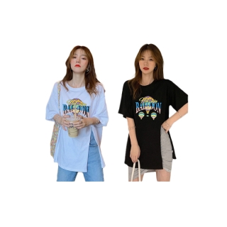 เสื้อยืดผู้หญิงแฟชั่นสาวอวบสีขาว oversize คอกลมแขนสั้น เสื้อผ้าวัยรุ่นน่ารัก เสื้อโอเวอร์ไซส์สไตล์เกาหลี สกรีนลาย xxl