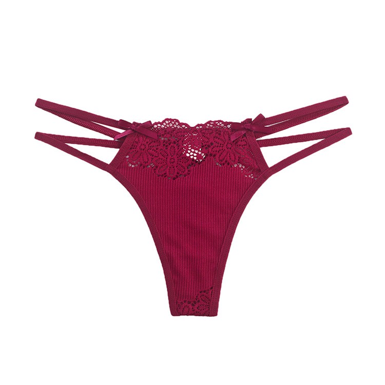 ผู้หญิงปักลูกไม้ Hollow G String กางเกงทองไม่มีรอยต่อ C2260-